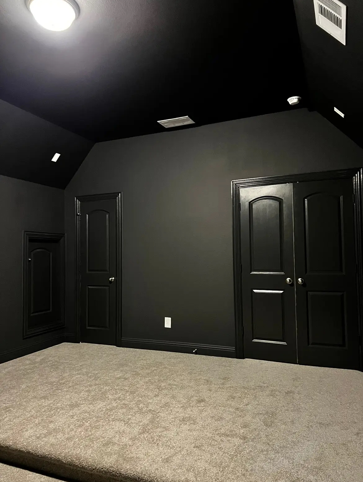 Full blackout media room — walls, ceiling & doors